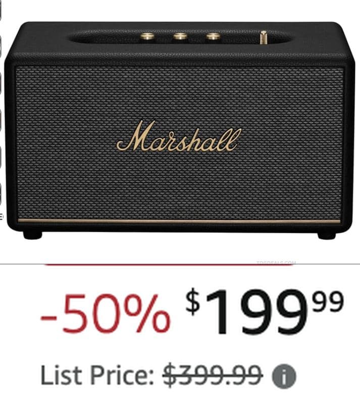 $399.99 MARSHALL STANMORE III DROPPED TO $199.99 🎶 at AMAZON $399.99 is now $199.99 - 50% OFF - $199.99 (Was $399.99)