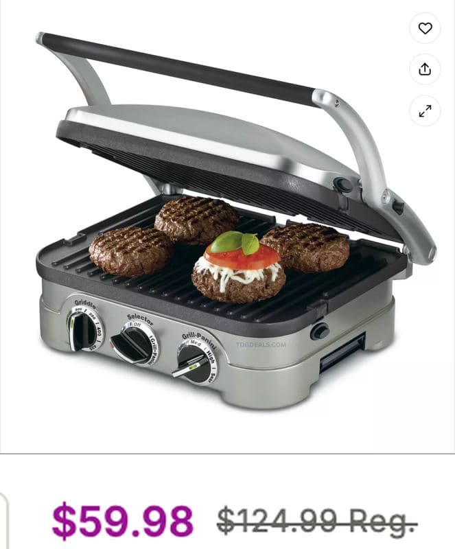 CUISINART GRIDDLER 5-IN-1 GRILL FOR $10.00 (Was $59.98) - 83% OFF - $10.00 (Was $59.98)