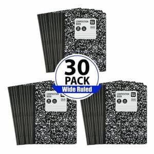 Pen+Gear Wide Ruled Composition Book, 7.5" x 9.75", Black and White Marble, 80 Sheets, 30 Count Pack at WALMART $29.10 is now $11.40 - 61% OFF· WALMART.COM - $11.40 (Was $29.10)