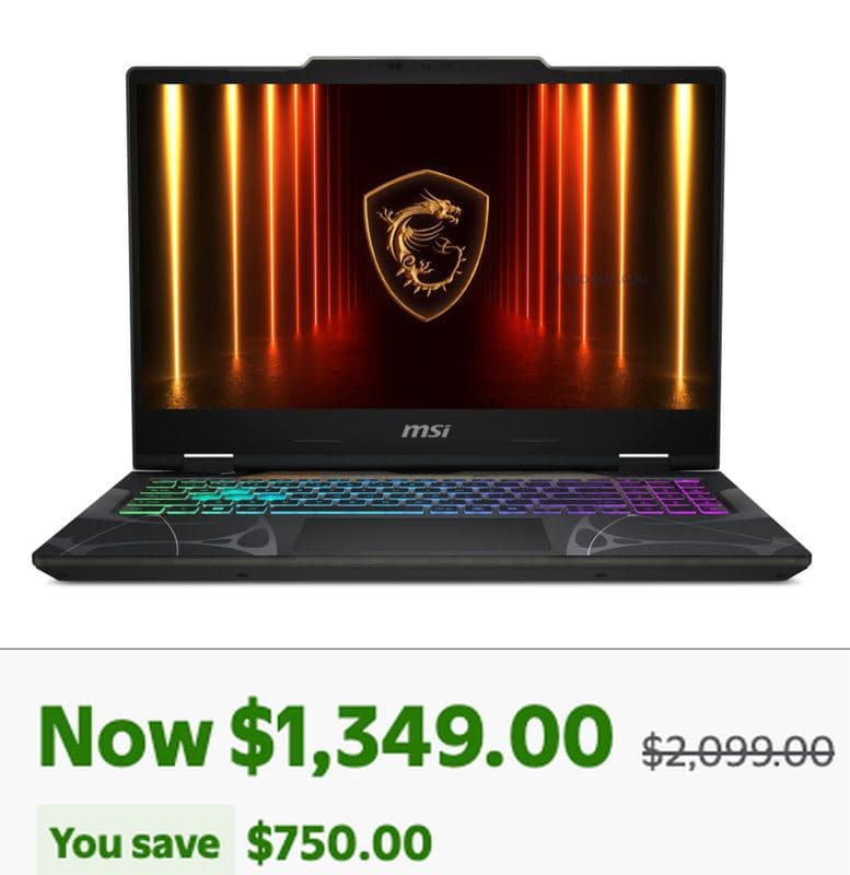 MSI CYBORG GAMING LAPTOP FOR $1349.00 (Was $2099.00) - 36% OFF