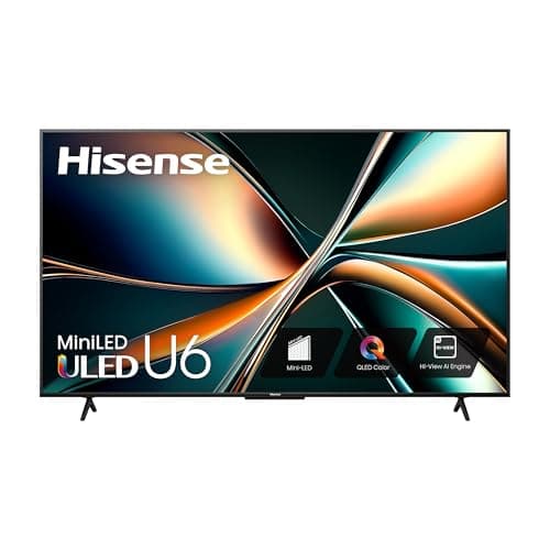 Hisense U6 Series 55U6N 55 Inches ULED 4K Smart TV | Mini-LED | QLED | 600 Nits | Motion Rate 240 | Dolby Vision HDR 10+ | Dolby Atmos | Full Array Local Dimming | Voice Control | Google TV